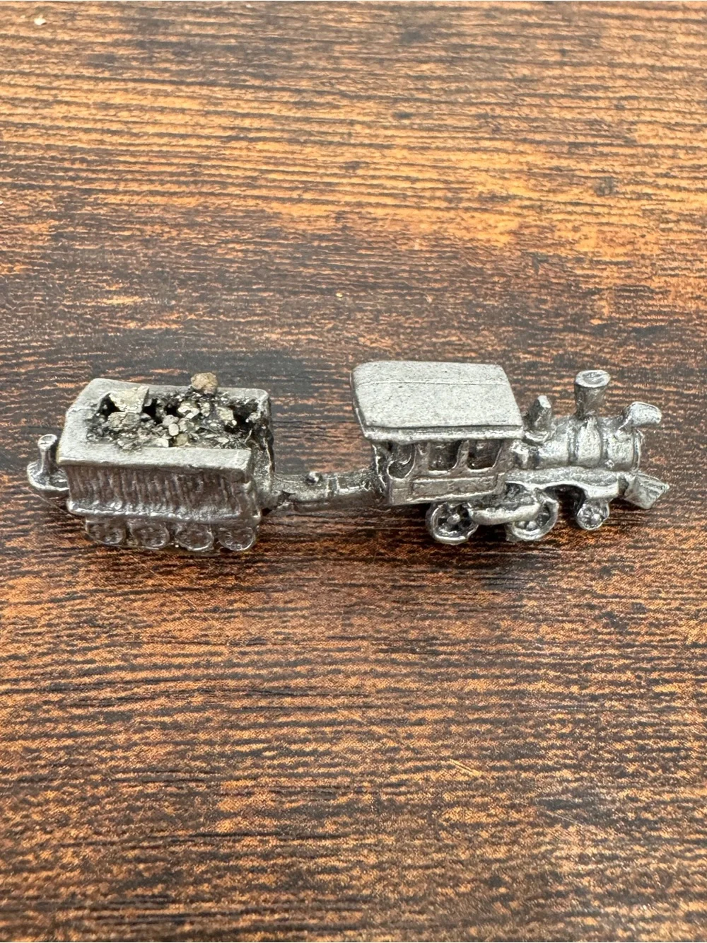 Vintage Miniature Silver Train Locomotive Figurine Mini Model Collectible